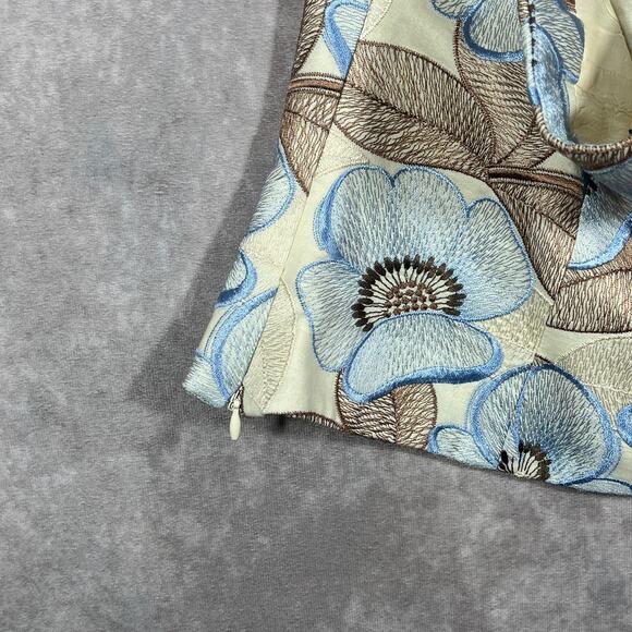 Etcetera Tank Top 4 Yellow Blue Floral Embroidered Halter Cropped Boho Festival - Picture 5 of 9